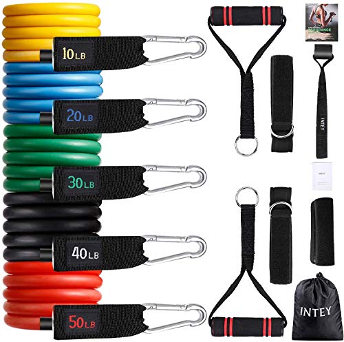 INTEY Bandas Elásticas, 13 PCS Látex Bandas de Resistencia - 5 Tubos de látex/Cubierta Protectora/Manijas/Ancla de Puerta/Correas de Tobillo/Bolsa de Transporte INTEY Bandas Elásticas, 13 PCS Látex Bandas de Resistencia - 5 Tubos de látex/Cubierta Protectora/Manijas/Ancla de Puerta/Correas de Tobillo/Bolsa de Transporte