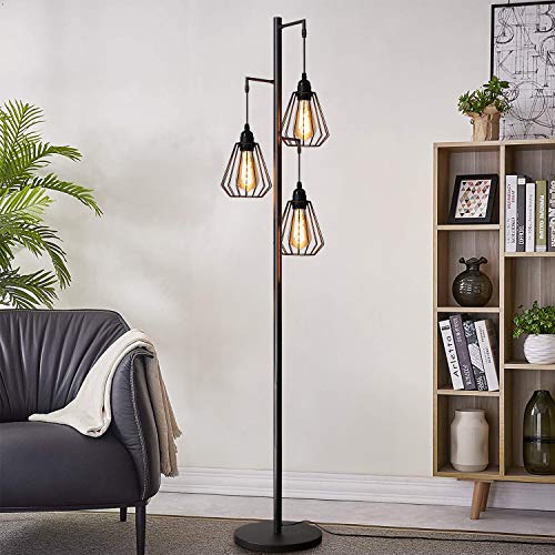 Lámpara de pie ZMH, lámpara de pie vintage de 3 llamas en diseño industrial, lámpara de pie retro de hierro, lámpara de pie de metal retro, portalámparas E27 max 40W, altura: 163 cm, color antiguo Lámpara de pie ZMH, lámpara de pie vintage de 3 llamas en diseño industrial, lámpara de pie retro de hierro, lámpara de pie de metal retro, portalámparas E27 max 40W, altura: 163 cm, color antiguo