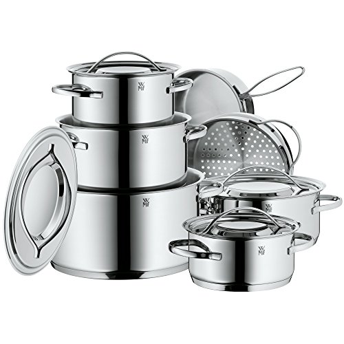 WMF Gala Plus Batería de Cocina (7 Piezas), Acero Inoxidable Cromargan, Apta para Todo Tipo de cocinas Incluso inducción