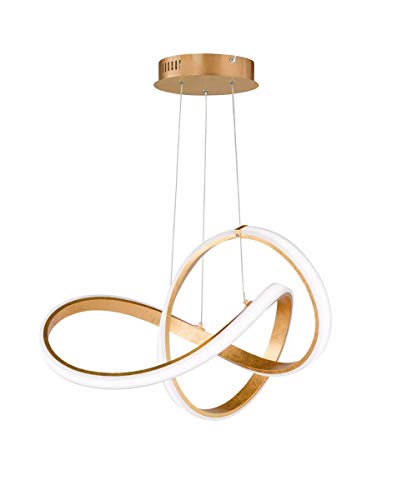 WOFI - Lámpara de interior para salón, lámpara colgante, lámpara colgante, lámpara colgante, lámpara, dorada, atenuable, moderna, de aluminio, 44 W, color dorado