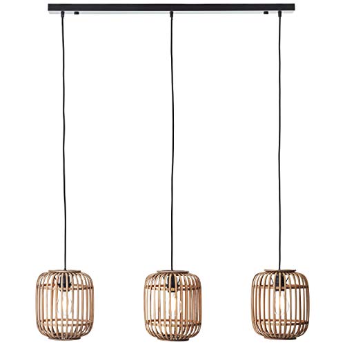 Lámpara colgante decorativa Nature, 3 bombillas E27 máx. 40 W de metal/ratán en color marrón claro y negro. Lámpara colgante decorativa Nature, 3 bombillas E27 máx. 40 W de metal/ratán en color marrón claro y negro.