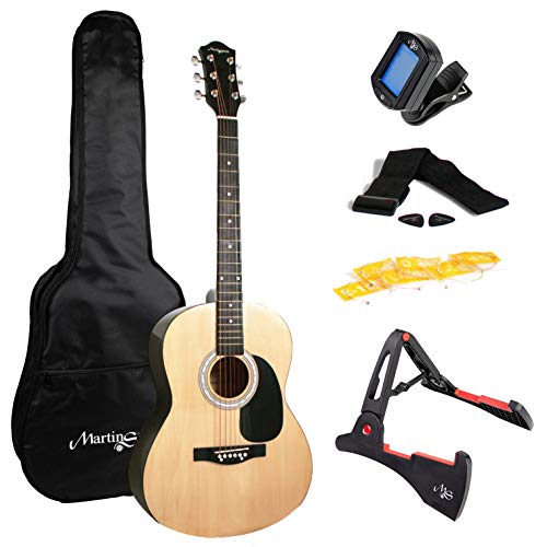 Martin Smith guitarra acústica con el soporte de guitarra guitarra sintonizador de la guitarra bolsa de púas de guitarra correa de la guitarra y las cuerdas de la guitarra naturales Martin Smith guitarra acústica con el soporte de guitarra guitarra sintonizador de la guitarra bolsa de púas de guitarra correa de la guitarra y las cuerdas de la guitarra naturales