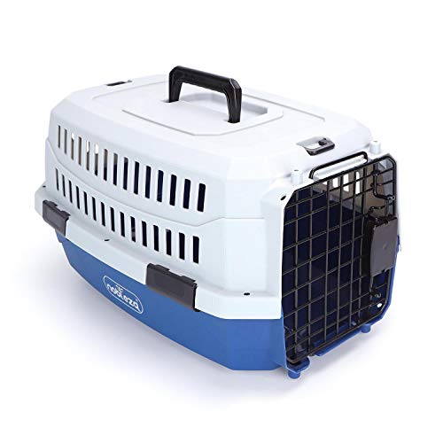 Nobleza - Transportín para Gatos Perros, Transportín de plástico L 68x48x42CM, transportador de Mascotas para Perros/Gatos/Avión Azul & Gris Nobleza - Transportín para Gatos Perros, Transportín de plástico L 68x48x42CM, transportador de Mascotas para Perros/Gatos/Avión Azul & Gris