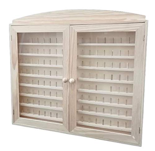 Vitrina colecciones dedales. 2 puertas. Capacidad: 144 dedales. Medidas (ancho/fondo/alto): 60 * 6 * 54 cms. En madera de pino en crudo. Para pintar.