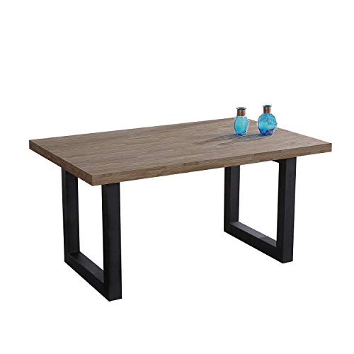 Adec - Loft, Mesa de Comedor, Mesa Salon o Cocina Fija, Acabado en Roble Boreal y Negro, Medidas: 160 cm (Largo) x 100 cm (Ancho) x 75 cm (Alto)