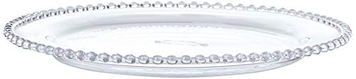 Better & Best Bajoplato de cristal, redondo, con borde decorado con bolitas, medidas 30,8x30,8x2,5 cm