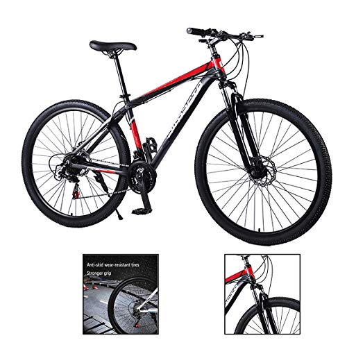 Bicicleta de montaña de 29 pulgadas, bicicleta de carreras 21/24/27 velocidad con marco de aluminio acelerado Mountain Bikes, color rojo, tamaño 27 speed, tamaño de rueda 29.0