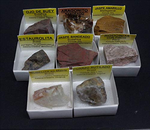 Bitacora Minerales Coleccion Caja ganga Lote 8 B Unidades Cristales