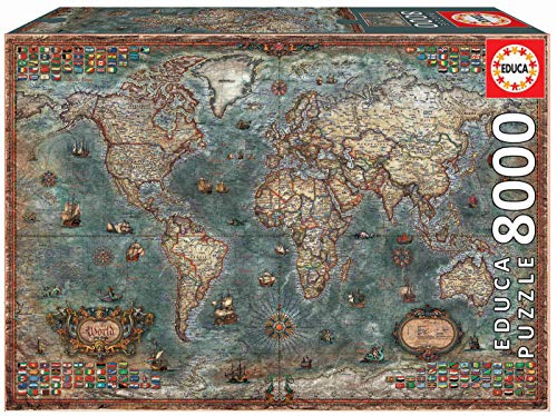 Educa Borras - Genuine Puzzles, Puzzle 8.000 piezas, Mapamundi histórico (18017)