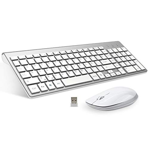 FENIFOX Teclado y Raton inalambrico, diseño ergonómico 2,4 G Teclado inalámbrico y ratón Combinado con Nano Receptor USB para PC de Escritorio, Mac OS Windows Linux (Plata) FENIFOX Teclado y Raton inalambrico, diseño ergonómico 2,4 G Teclado inalámbrico y ratón Combinado con Nano Receptor USB para PC de Escritorio, Mac OS Windows Linux (Plata)