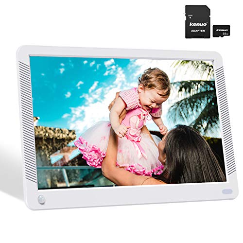 Marco Digital de Fotos 10 Pulgadas IPS Pantalla Full HD 16:10 Resolución 1920 * 1080 con Sensor de Movimiento Reproductor de Audio MP3 MP4 Reloj Electrónico Calendario con Tarjeta SD de 32GB, Blanco Marco Digital de Fotos 10 Pulgadas IPS Pantalla Full HD 16:10 Resolución 1920 * 1080 con Sensor de Movimiento Reproductor de Audio MP3 MP4 Reloj Electrónico Calendario con Tarjeta SD de 32GB, Blanco
