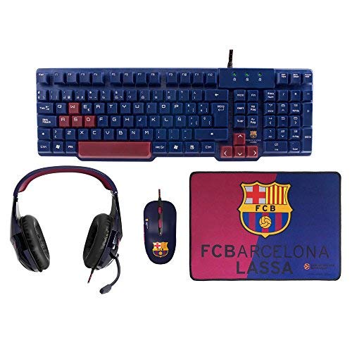 Mars Gaming BLBC3- Pack Teclado,ratón,auriculares y alfombrilla del FC Barcelona