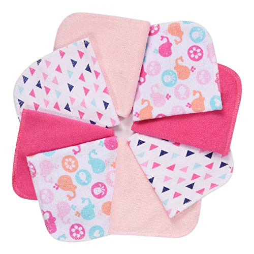 Momcozy Muselina Bebe, 8 Piezas Toalla Bebe de Algodón, Gasas para Bebes Suave, Juego de Toallas Baño, Servilletas de Tela, Toallas para Recién Nacido para Bebé, Niñas, Niños, 25x25cm, Rosado