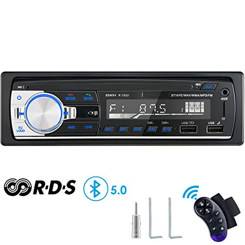 RDS Autoradio Bluetooth Manos Libres, CENXINY 4 x 65W Radio de Coche Bluetooth 5.0 LCD con Reloj, Soporte USB/AUX en FM/Am / MP3 / WMA/WAV/MPE/RDS Radio de Coche Estéreo RDS Autoradio Bluetooth Manos Libres, CENXINY 4 x 65W Radio de Coche Bluetooth 5.0 LCD con Reloj, Soporte USB/AUX en FM/Am / MP3 / WMA/WAV/MPE/RDS Radio de Coche Estéreo