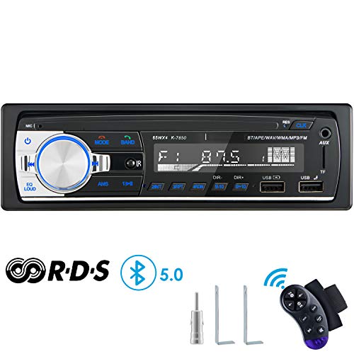 RDS Autoradio Bluetooth Manos Libres, CENXINY 4 x 65W Radio de Coche Bluetooth 5.0 LCD con Reloj, Soporte USB/AUX en FM/Am / MP3 / WMA/WAV/MPE/RDS Radio de Coche Estéreo