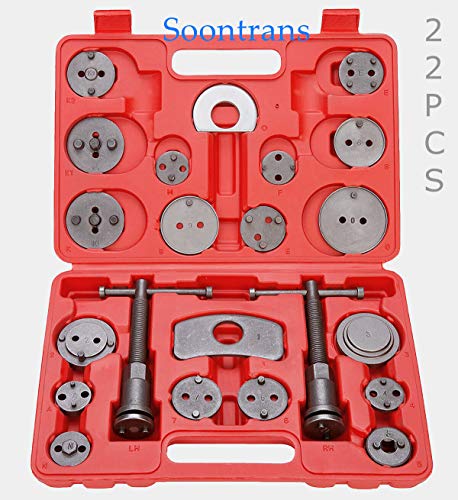 Soontrans-Reposicionador de pistones de freno - Sets de herramientas para las pinzas de freno - compresor pistones freno - 22piezas - reponer pinzas de freno- Kompressor Tool Kit Universal Soontrans-Reposicionador de pistones de freno - Sets de herramientas para las pinzas de freno - compresor pistones freno - 22piezas - reponer pinzas de freno- Kompressor Tool Kit Universal