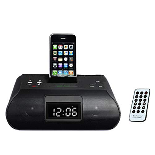 Alarma de reloj despertador digital con función de carga para iPhone/iPod carga radio reloj despertador lotes, control remoto de soporte para teléfono móvil Altavoces de radio FM