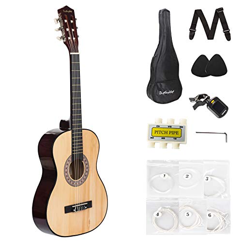 Dawoo Guitarra Clásica De 39 Pulgadas, Kit De Guitarra Natural Para Principiantes/Niños, Guitarra Acústica, Incluye Bolsa De Piano (Color Madera)