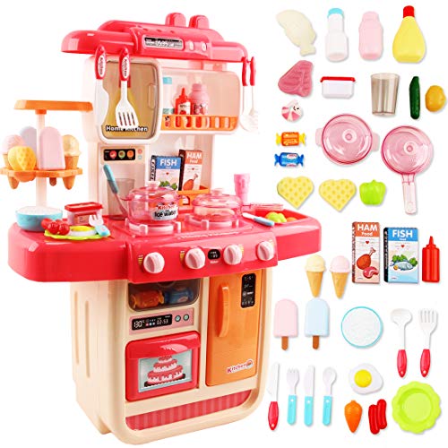 deAO Cocinita Mi Pequeño Chef con Características de Sonidos, Luces y Agua Cocina de Juguete Incluye 34 Accesorios (Rosa) deAO Cocinita Mi Pequeño Chef con Características de Sonidos, Luces y Agua Cocina de Juguete Incluye 34 Accesorios (Rosa)