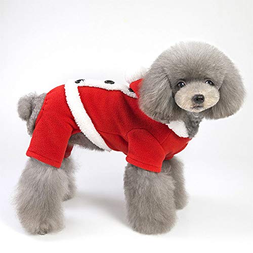 ETbotu Suministros de Navidad para Mascotas Cálido Traje de Abrigo de Ropa de Perro, Sudadera, Mascota para Navidad, con botón para Cachorro de Peluche Pomerania Masculino XL