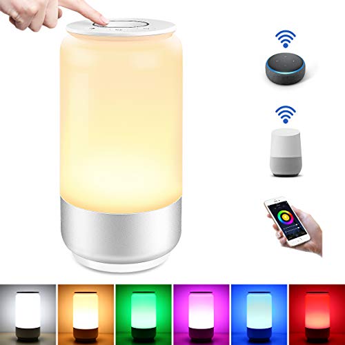 LE Lámpara de Mesa WiFi Inteligente, Lámpara de Noche WiFi, RGB Blanco Regulable (2000K - 6000K), Luz Nocturna WiFi Táctil Compatible con Alexa y Google Assistant, Ideal para Descansar, Leer y etc