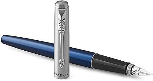 PARKER JOTTER - Pluma Estilográfica, de Color Azul Real y Tinta Azul, con Cuerpo de Metal y Plumín Mediano, en Estuche de Regalo PARKER JOTTER - Pluma Estilográfica, de Color Azul Real y Tinta Azul, con Cuerpo de Metal y Plumín Mediano, en Estuche de Regalo