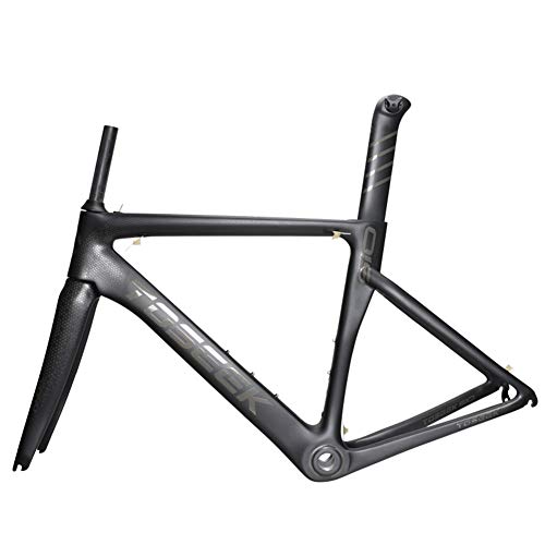 T800 Cuadro de Bicicleta de Carretera de Carbono, Cuadro de Bicicleta de Carbono Completo 700C con Tubo de Asiento Tenedor Delantero Ciclismo Marco de Bicicleta Super Ligero 1200g,56cm/L