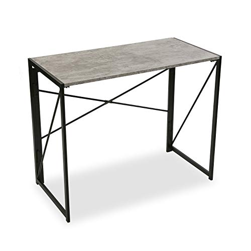 Versa Mesa de Escritorio para Ordenador Despacho Plegable Jack, Madera, Gris y Negro, 74 x 45 x 90 cm