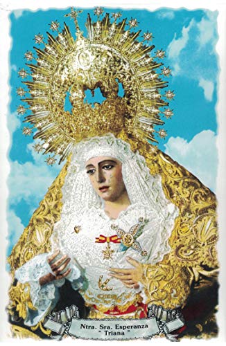 Virgen de la Esperanza de Triana de Sevilla. Azulejo fabricado artesanalmente para decorar. Cerámica para colgar. Calca cerámica (45x60 cms)