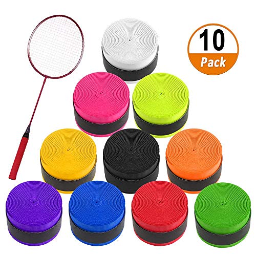 Cinta de Agarre de Tenis 10PCS Raqueta de Tenis Grip Tape para Raquetas de Tenis de Bádminton, Squash y Caña de Pescar