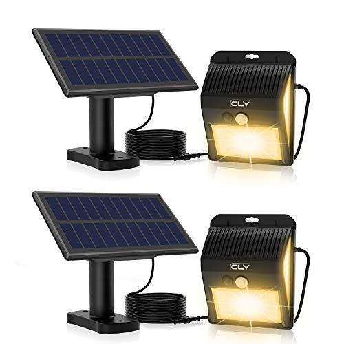 CLY Luces Solares LED Exterior Impermeable，Lámparas solares de pared con sensor de movimiento 3000K，extensión del cable de 3M， proyector para Jardín Muros Exteriore Patios Terrazas（2pcs）