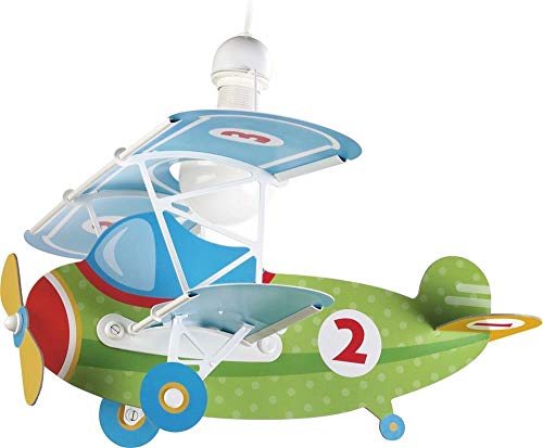 Dalber Baby Planes Lámpara Infantil de techo Avión, Verde, 50x64x40 cm