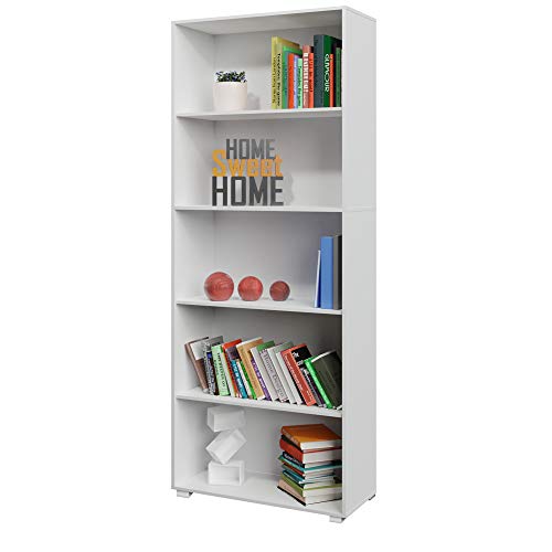Deuba Estantería libreria Biblioteca Vela Blanco de 5 estantes 190 cm Mueble de almacenaje Oficina Dormitorio salón Deuba Estantería libreria Biblioteca Vela Blanco de 5 estantes 190 cm Mueble de almacenaje Oficina Dormitorio salón