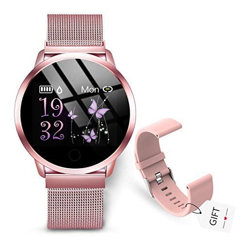 GOKOO Reloj Inteligente Mujer Smartwatch Rosa Fitness Tracker Mujer Pulsómetros Monitor de Sueño Reloj Deportivo Compatible con Android IOS