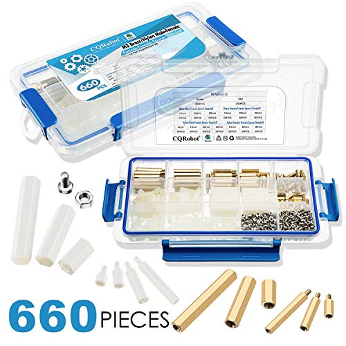 M3 Fastening Kit, 660 Pieces Male Female Hex Brass/Nylon Spacer Standoff Interval Standoff Screw Nut Assortment Kit (M3). for Circuit Board Installation Projects Such as Arduino, Robot, Raspberry Pi.