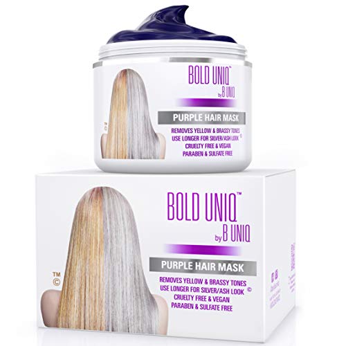 Mascarilla de Pelo Morado-Matizador para Cabello Rubio y Gris - para Tintes Color Platino, Blanco y Gris - Acondicionador y Reparación de Cabello Seco, Dañado y Decolorado - Sin Sulfatos