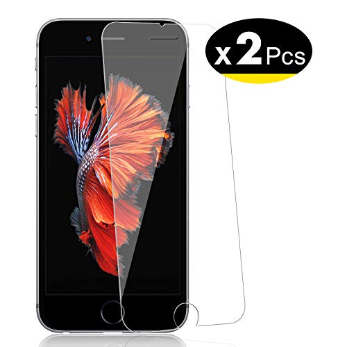 NEW'C 2 Unidades, Protector de Pantalla para iPhone 6, iPhone 6s, Antiarañazos, Antihuellas, Sin Burbujas, Dureza 9H, 0.33 mm Ultra Transparente, Vidrio Templado Ultra Resistente