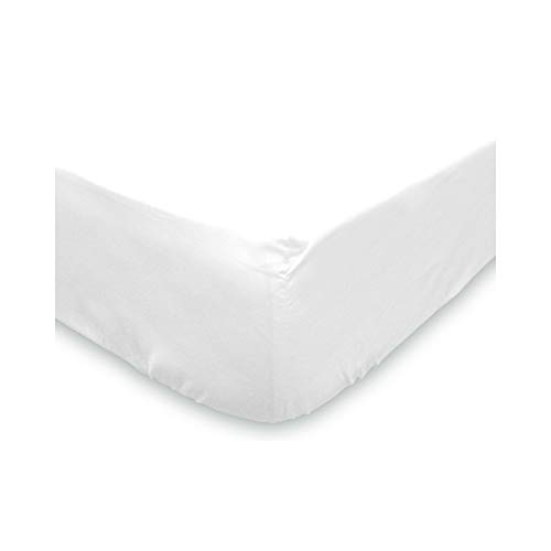 Soleil d'ocre - Sábana bajera lisa de algodón, blanco, 90 x 190 cm