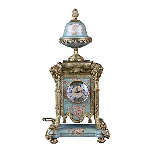 CWLLWC Reloj analógico，Reloj de chimeneaCobre Antiguo de Reloj de Arte + Accesorios de Porcelana casa Estudio Sala Porche Ornamentos Escritorio 28 * 24. 5 * 57 cm