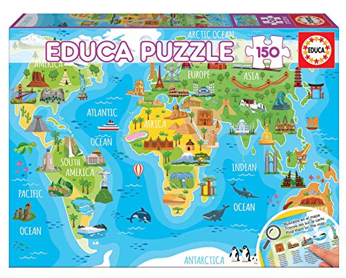 Educa- Mapamundi Monumentos Puzzle Infantil de 150 Piezas, a Partir de 6 años (18116) Educa- Mapamundi Monumentos Puzzle Infantil de 150 Piezas, a Partir de 6 años (18116)