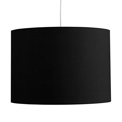 MiniSun – Moderna Pantalla Cilíndrica– Lámparas Techo o Mesa – Gran Dimensión - Tela Negra – iluminación Interior