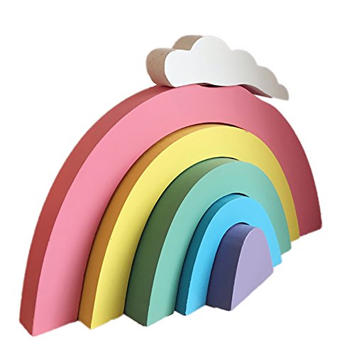 Wingbind Rainbow Bloques de construcción, estilo nórdico, hecho a mano, para el hogar, dormitorio, fiesta, boda, cumpleaños, guardería, cuna, baby shower decoración colgante