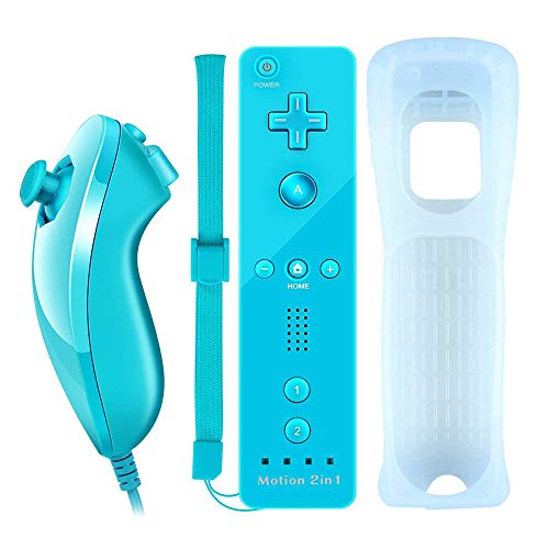 COOLEAD 2 en 1 Motion Plus Mando a Distancia y Nunchuk para Wii y Wii U Control Remoto Motion Plus y Nunchunk con Funda de Silicona y Muñequera (Producto de Terceros) COOLEAD 2 en 1 Motion Plus Mando a Distancia y Nunchuk para Wii y Wii U Control Remoto Motion Plus y Nunchunk con Funda de Silicona y Muñequera (Producto de Terceros)