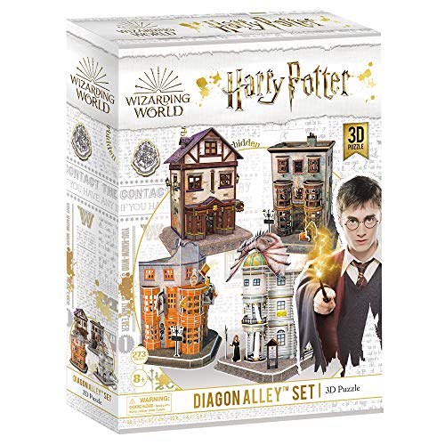 CubicFun Puzzle 3D Harry Potter Callejón Diagón Colección 4 en 1 Set - Quality Quidditch Supplies, Ollivanders Wand Shop, Weasleys' Wizard Wheezes y Gringotts Bank, 274 Piezas