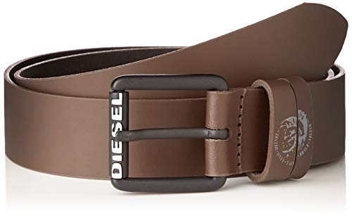 Diesel Men's Belt B-LAMON - Cuero auténtico, cierre de hebilla, logotipo Mohawk (Marrón, 90 cm)