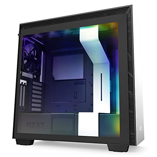 Nzxt H710i - Caja PC Gaming Semitorre ATX - Panel frontal E/S Puerto USB de Tipo C - Montaje Vertical de la GPU - Iluminación RGB Integrada - Preparado Refrigeración Líquida - Blanco/ Negro