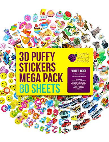 Pegatinas en Relieve 3D para Niños de Purple Ladybug - Gran Lote de 80 Hojas Todas Diferentes y más de 2000 Stickers - Calcomanías de Animales, Letras, Números, Emoji, Estrellas y Mucho Más Pegatinas en Relieve 3D para Niños de Purple Ladybug - Gran Lote de 80 Hojas Todas Diferentes y más de 2000 Stickers - Calcomanías de Animales, Letras, Números, Emoji, Estrellas y Mucho Más