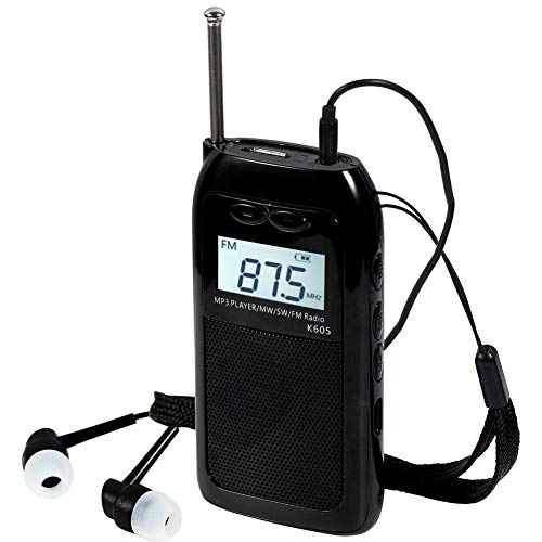 Radio De Bolsillo Portátil LCD Pantalla Digital Soporte Tarjeta TF Reproductor De MP3 Recargable FM SW MW Estéreo Mini Walkman Radio con Memoria De Apagado para Trotar Camping con Auriculares