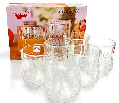 Shine Max - Juego de 6 vasos de cristal para bebidas (310 ml, transparentes)