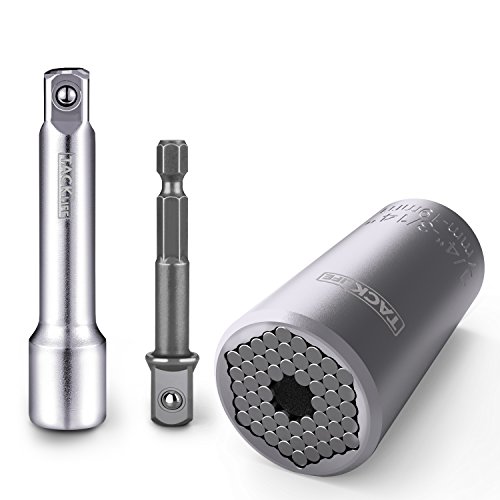 Vaso Universal, Tacklife ASW01A 3Pcs N en 1 multifunción 1/4 '' - 3/4 '' (7mm-19mm) Vaso Universal con Acero al Cromo-vanadio, Llave Métrica Adaptador de Taladro Eléctrico Vaso Universal, Tacklife ASW01A 3Pcs N en 1 multifunción 1/4 '' - 3/4 '' (7mm-19mm) Vaso Universal con Acero al Cromo-vanadio, Llave Métrica Adaptador de Taladro Eléctrico